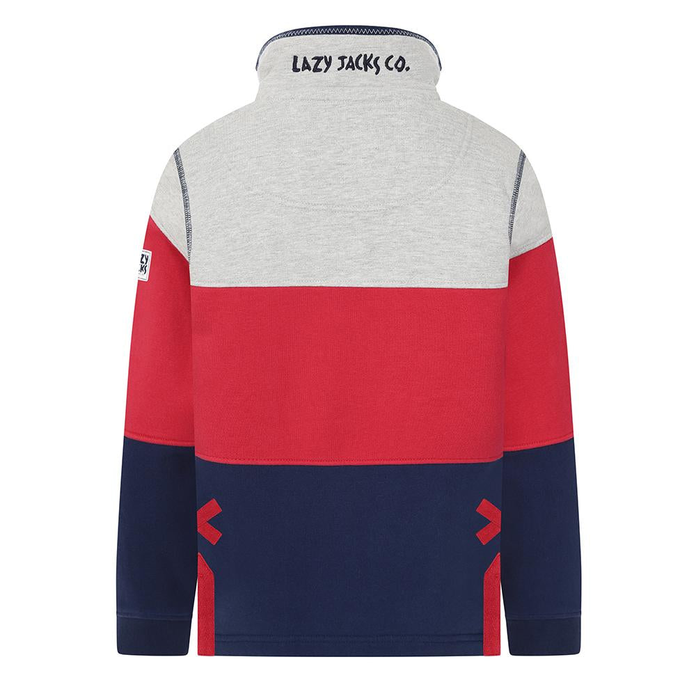LJ18C - Boy's Striped 1/4 Zip Sweatshirt - Rouge