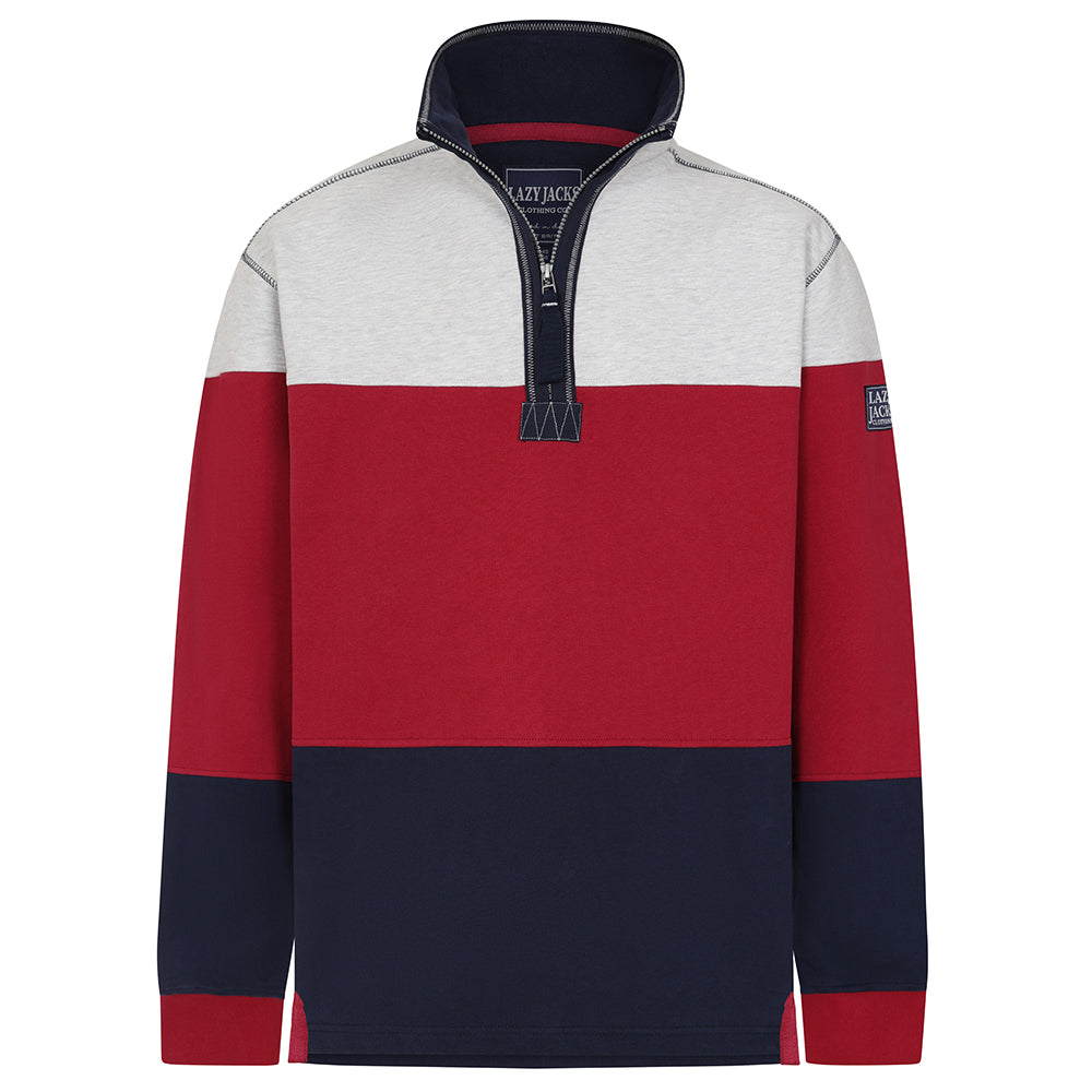 LJ19 - Men's Colour Block Sweatshirt - Rouge