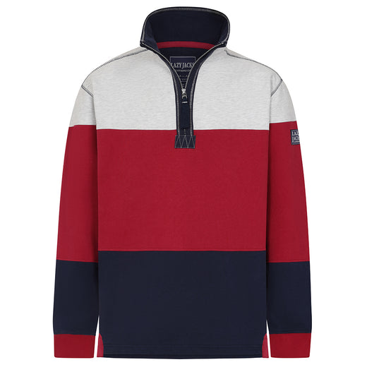 LJ19 - Men's Colour Block Sweatshirt - Rouge
