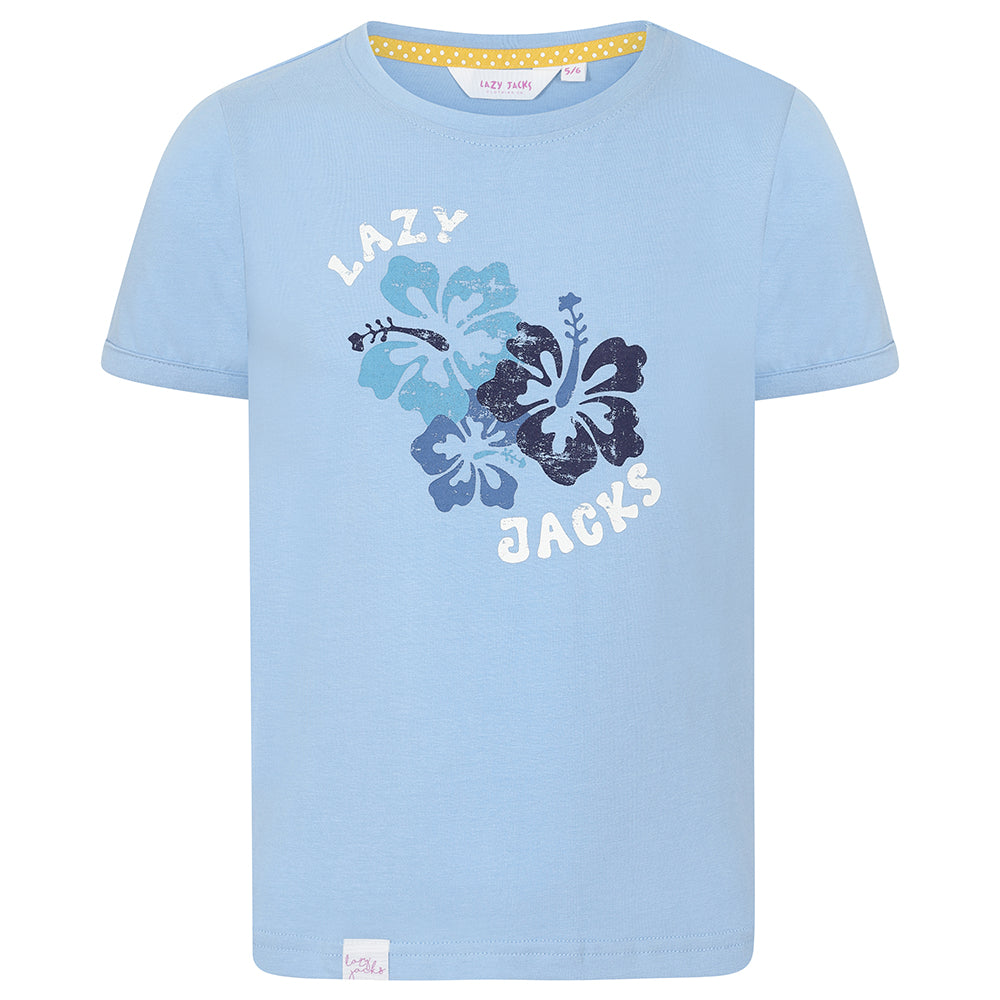 LJ208C - Girls Graphic Tee - Sky