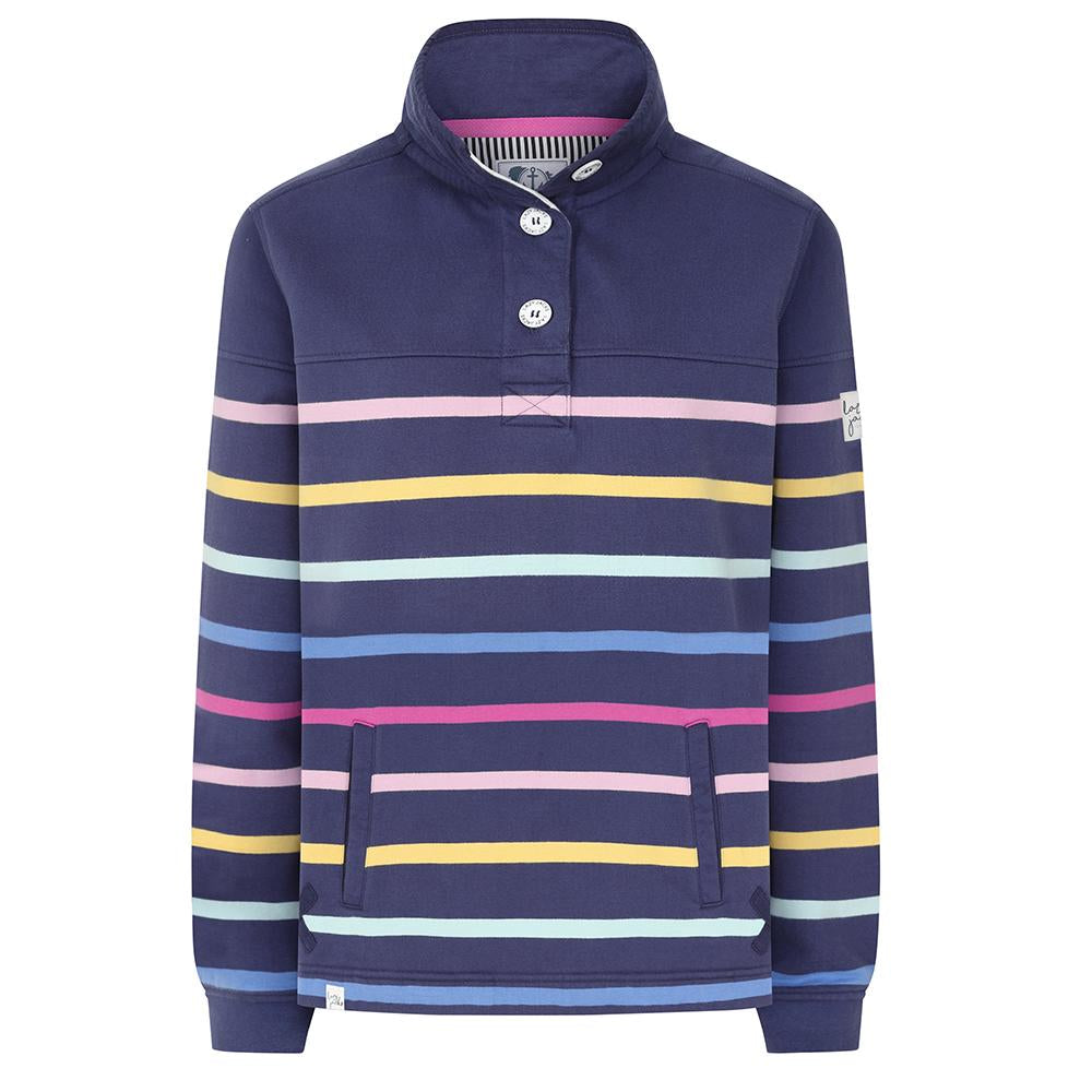 LJ6 - Striped Button Neck Sweatshirt - Twilight