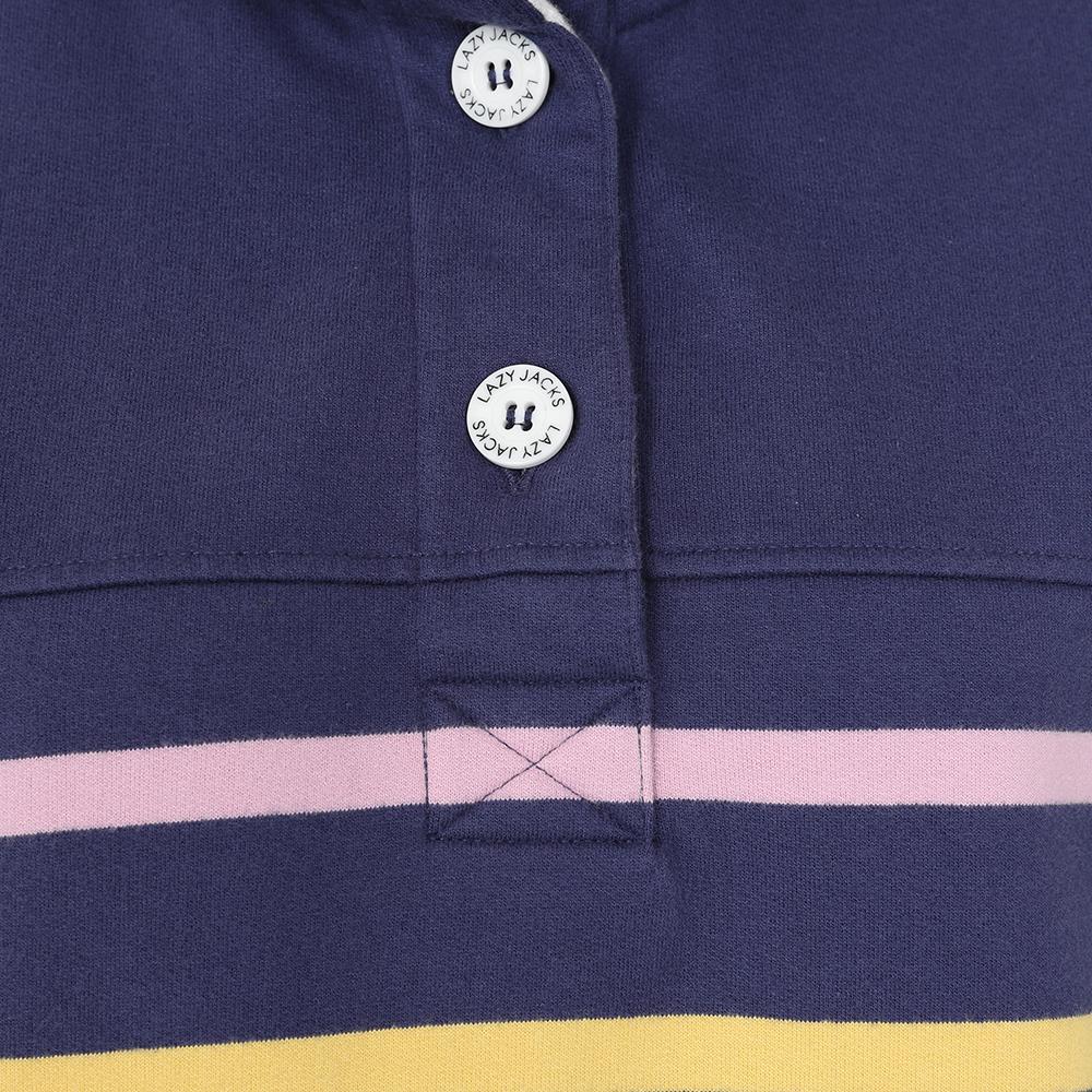 LJ6 - Striped Button Neck Sweatshirt - Twilight