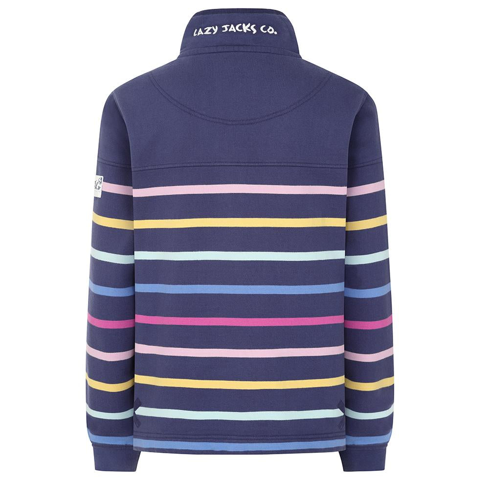 LJ6 - Striped Button Neck Sweatshirt - Twilight