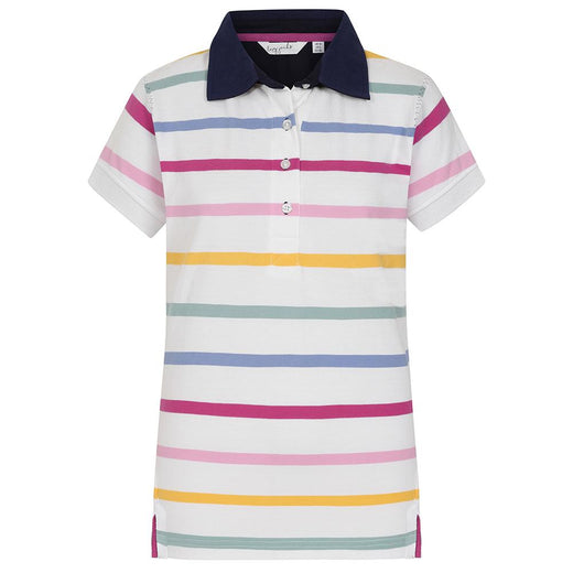 LJ22 - Ladies Striped Polo Top - Pastel