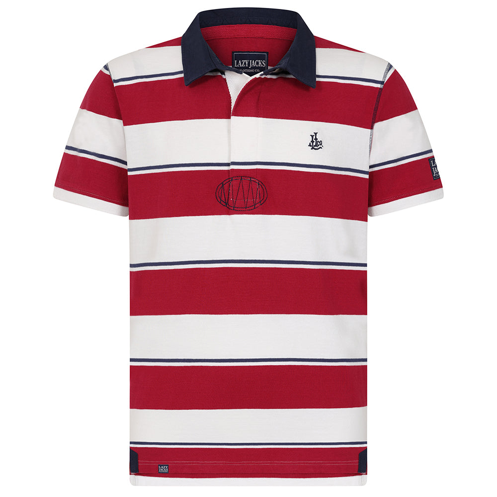 LJ27 - Men's Short Sleeve Rugby Shirt - Rouge
