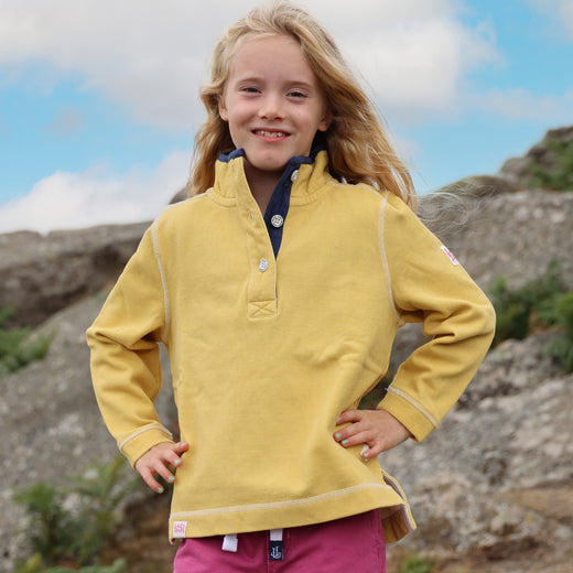 LJ301C - Girls Pique Button Neck Sweatshirt - Lemon