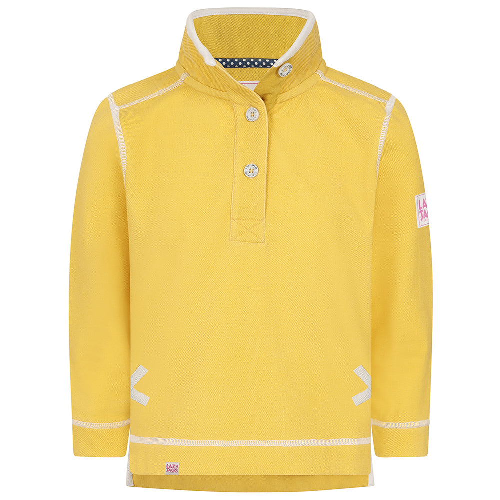LJ301C - Girls Pique Button Neck Sweatshirt - Lemon