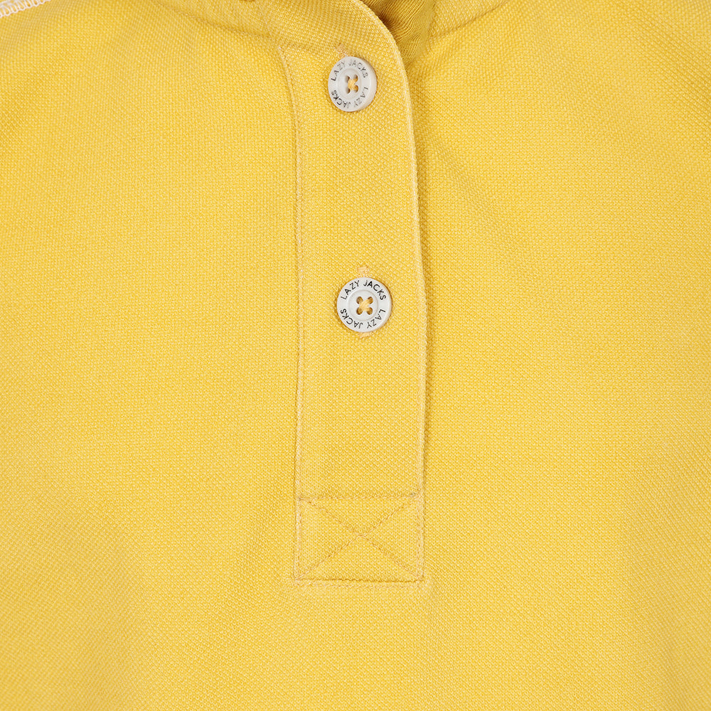 LJ301C - Girls Pique Button Neck Sweatshirt - Lemon