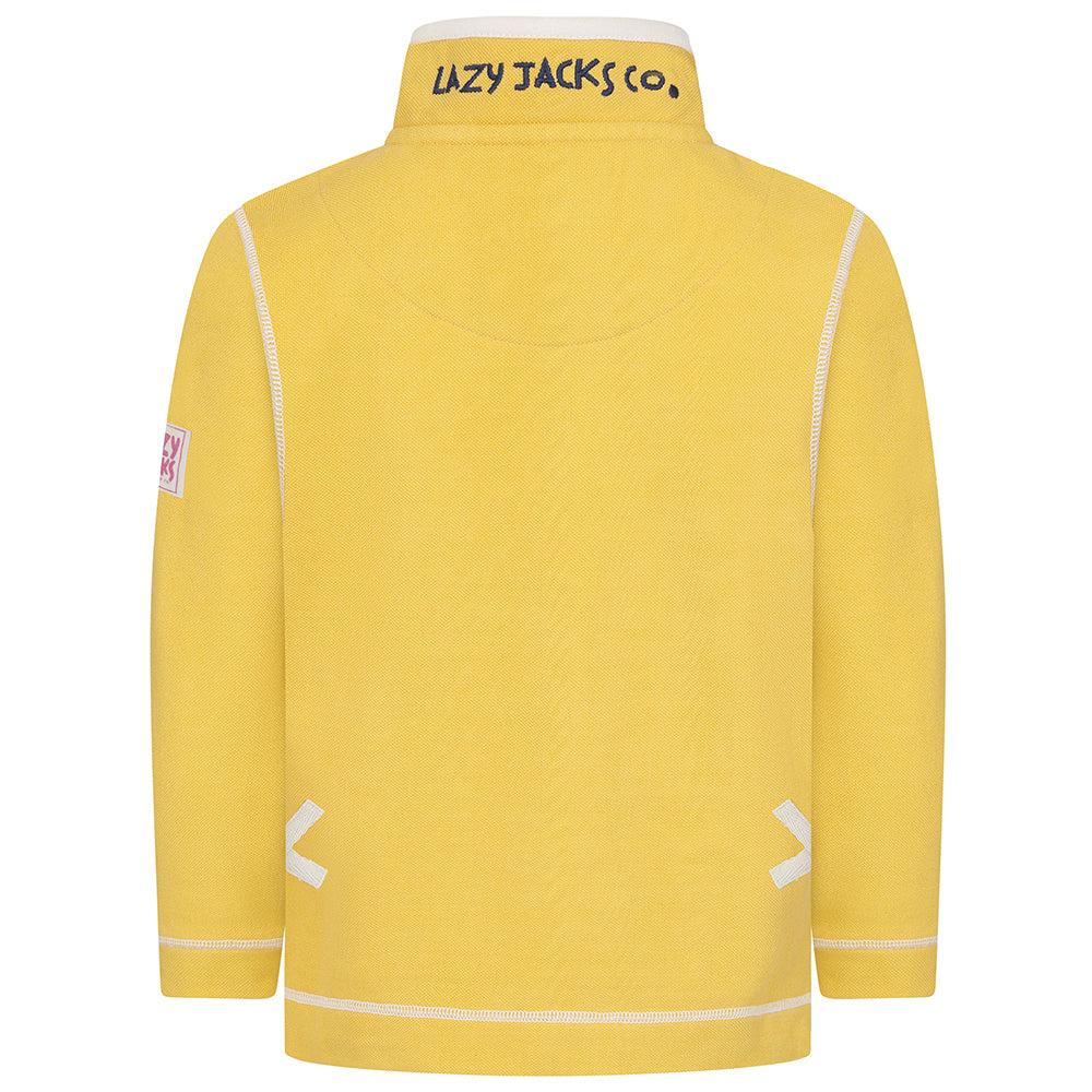 LJ301C - Girls Pique Button Neck Sweatshirt - Lemon