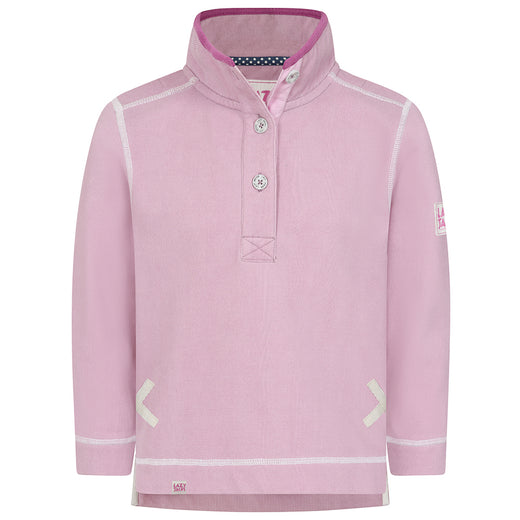 LJ301C - Girls Pique Button Neck Sweatshirt - Pink