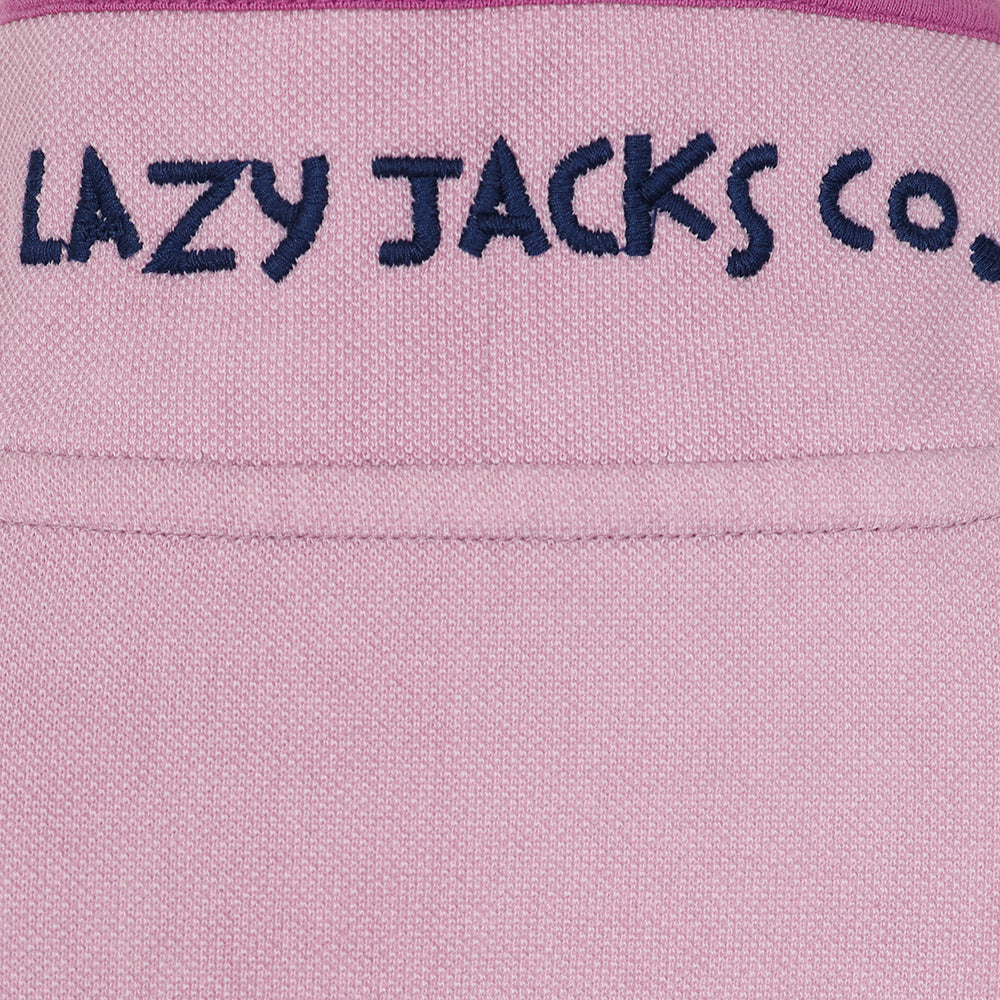 LJ301C - Girls Pique Button Neck Sweatshirt - Pink