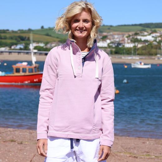 LJ301 - Pique Button Neck Sweatshirt - Pink