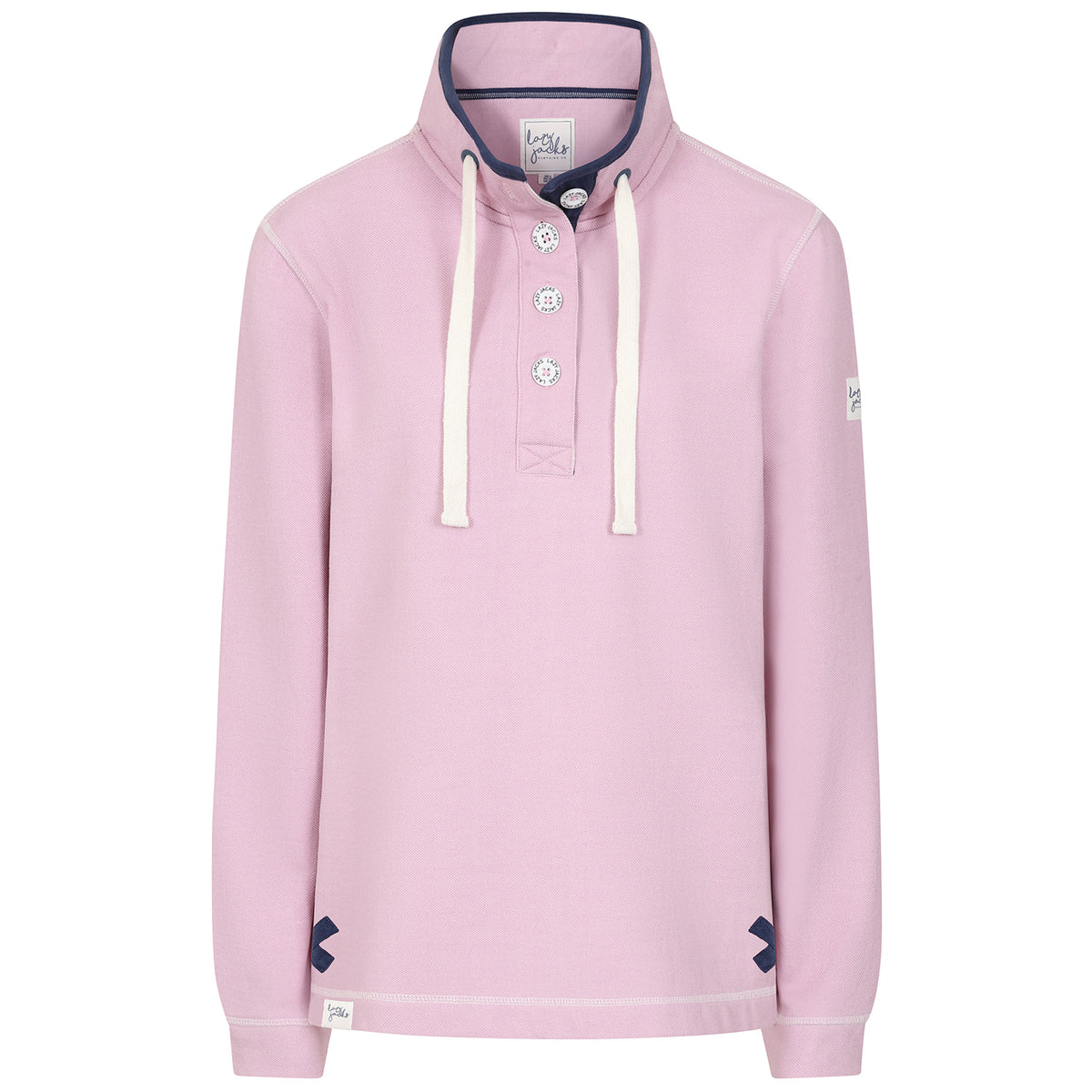 LJ301 - Pique Button Neck Sweatshirt - Pink