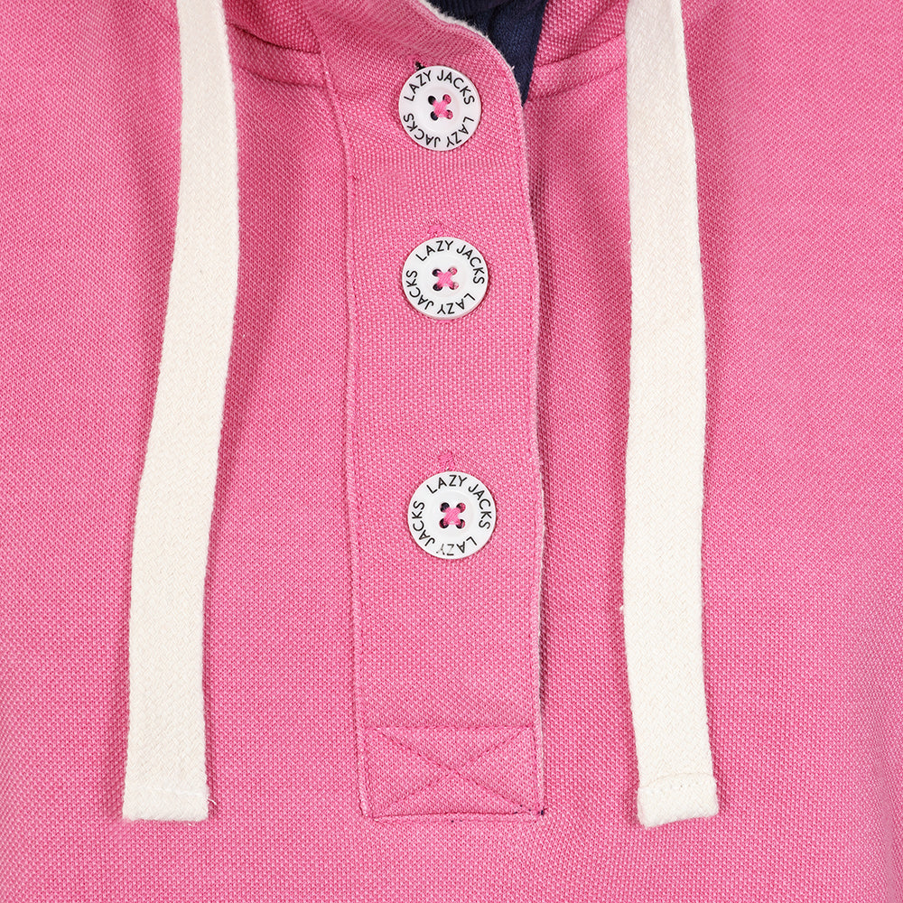 LJ301 - Pique Button Neck Sweatshirt - Salmon