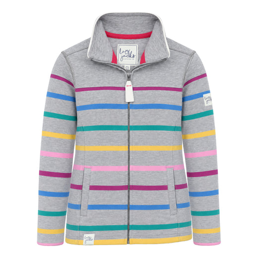 LJ32 - Full Zip Striped Sweatshirt - Colourful Grey Marle