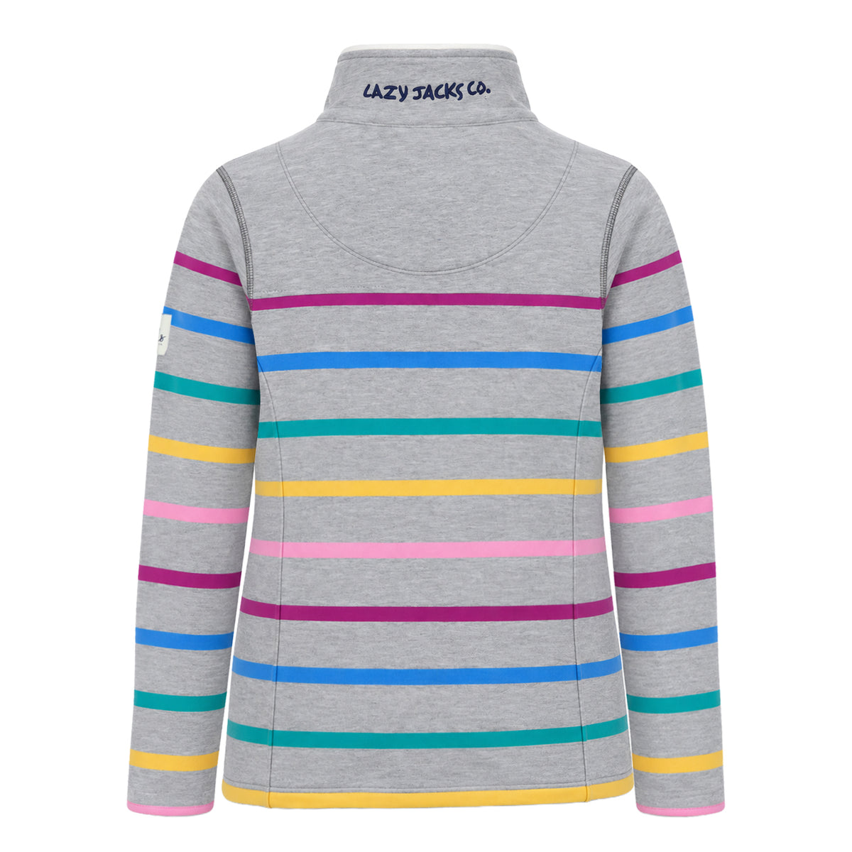 LJ32 - Full Zip Striped Sweatshirt - Colourful Grey Marle