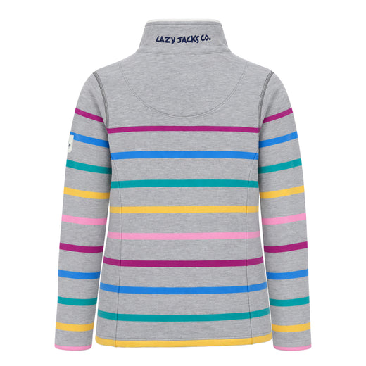 LJ32 - Full Zip Striped Sweatshirt - Colourful Grey Marle