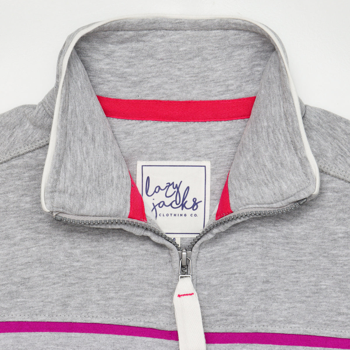 LJ32 - Full Zip Striped Sweatshirt - Colourful Grey Marle