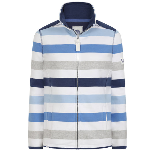 LJ32 - Ladies Striped Full Zip Sweatshirt - Blues
