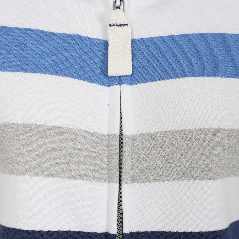 LJ32 - Ladies Striped Full Zip Sweatshirt - Blues