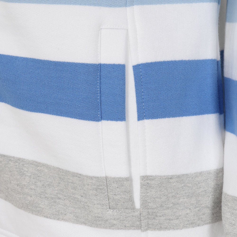 LJ32 - Ladies Striped Full Zip Sweatshirt - Blues