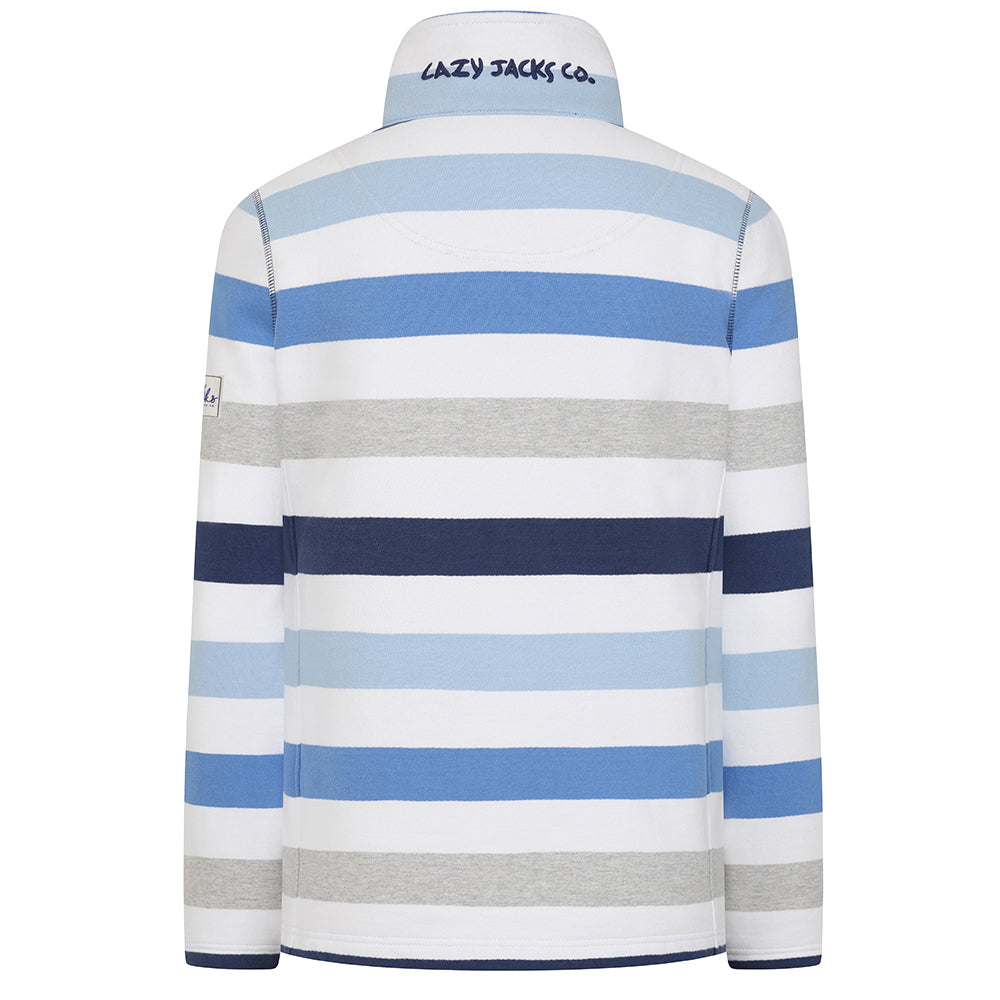 LJ32 - Ladies Striped Full Zip Sweatshirt - Blues