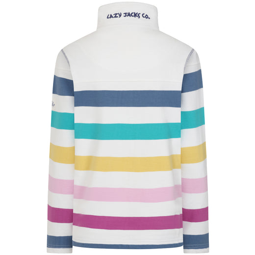 LJ32 - Ladies Striped Full Zip Sweatshirt - Colourful