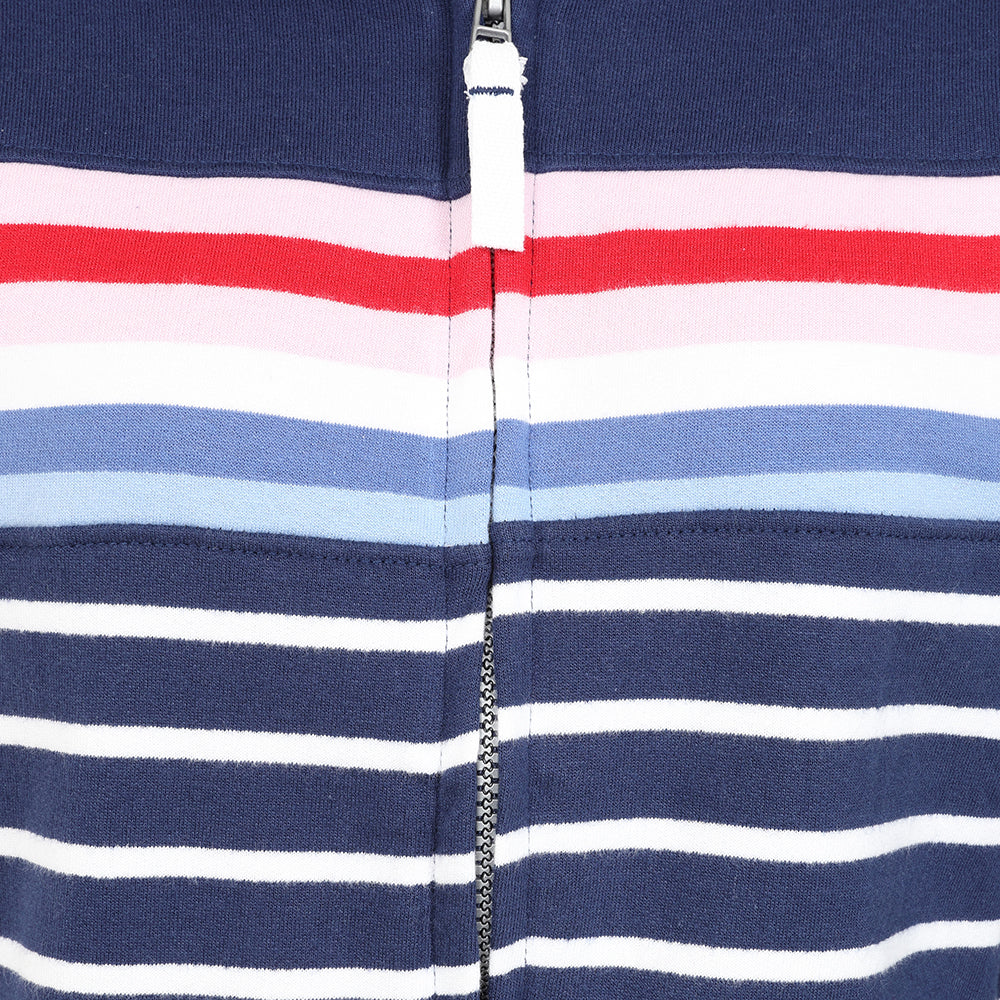 LJ32 - Ladies Full Zip Striped Sweatshirt - Sapphire