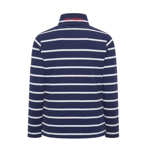 LJ32 - Ladies Striped Full Zip Sweatshirt - White
