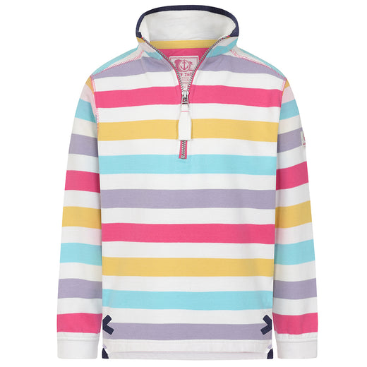 LJ35C - 1/4 Zip Striped Sweatshirt - Bright Pastel