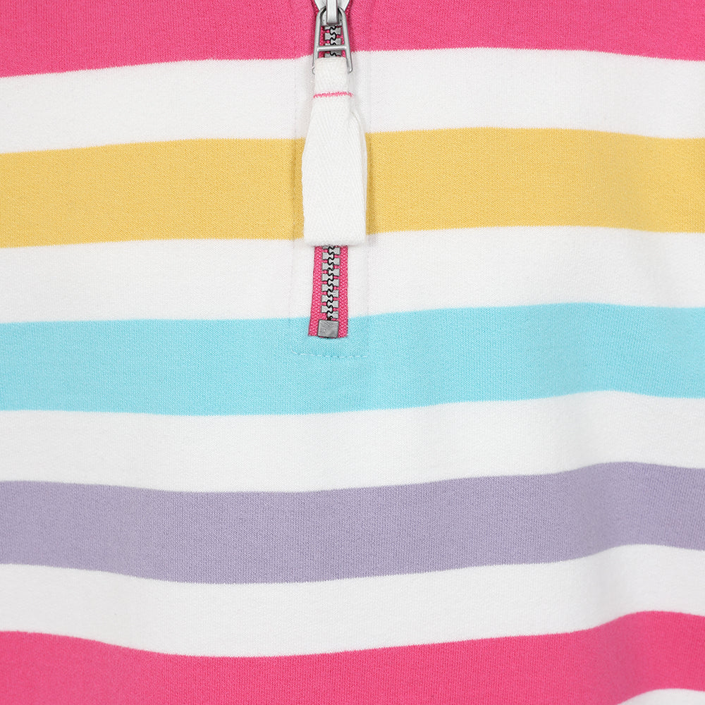LJ35C - 1/4 Zip Striped Sweatshirt - Bright Pastel