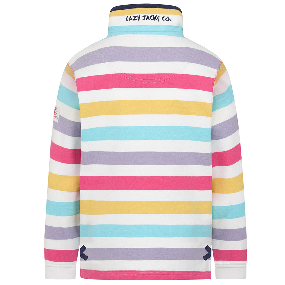 LJ35C - 1/4 Zip Striped Sweatshirt - Bright Pastel