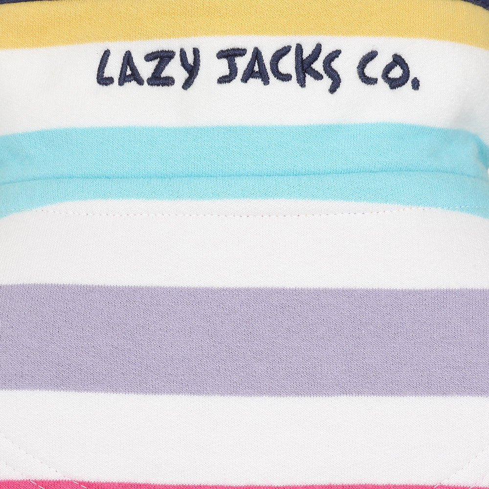LJ35C - 1/4 Zip Striped Sweatshirt - Bright Pastel