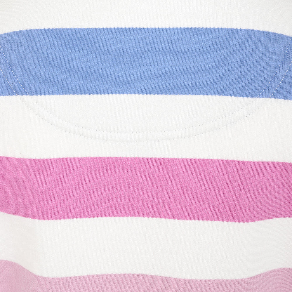 LJ35C - Girls Striped 1/4 Zip Sweatshirt - Pastel