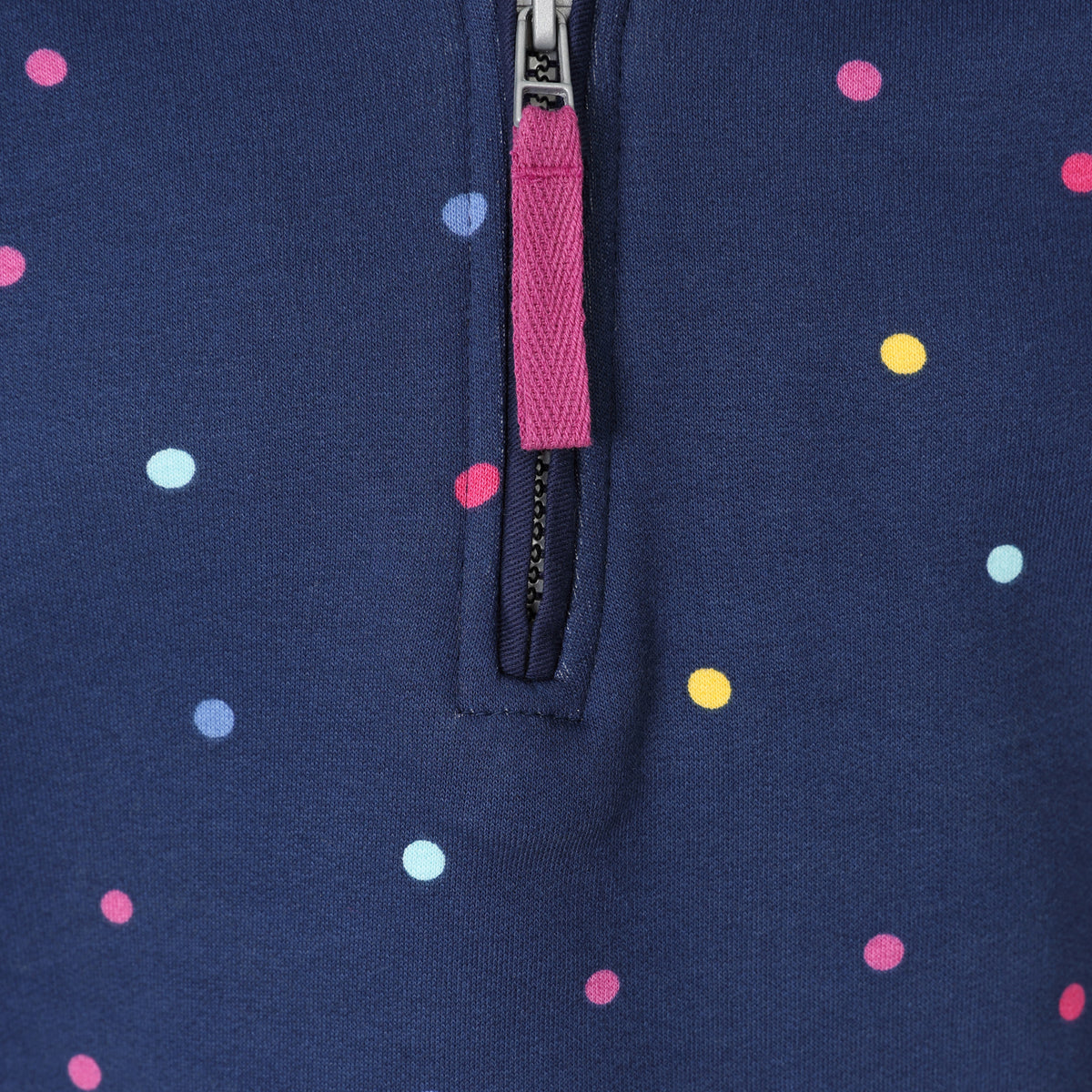 LJ35C - Girls Striped 1/4 Zip Sweatshirt - Polka Dot