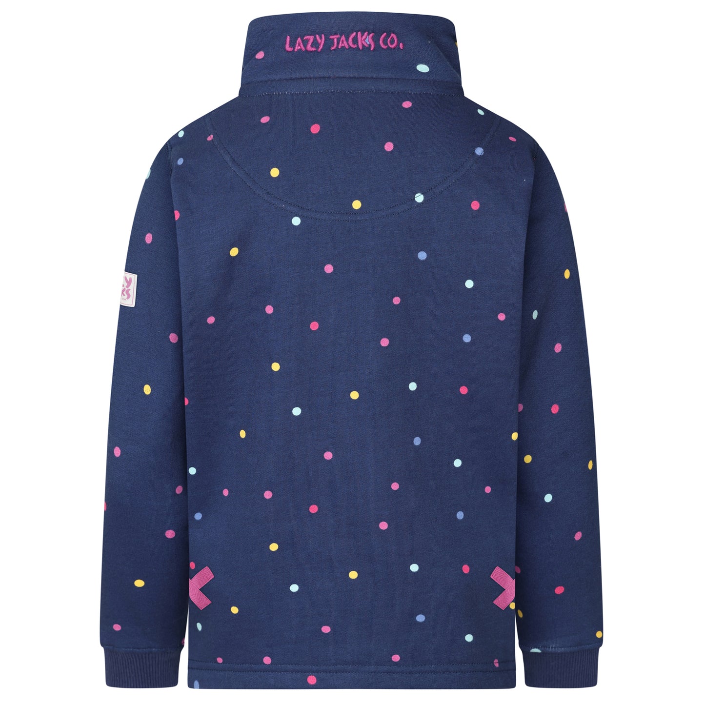 LJ35C - Girls Striped 1/4 Zip Sweatshirt - Polka Dot