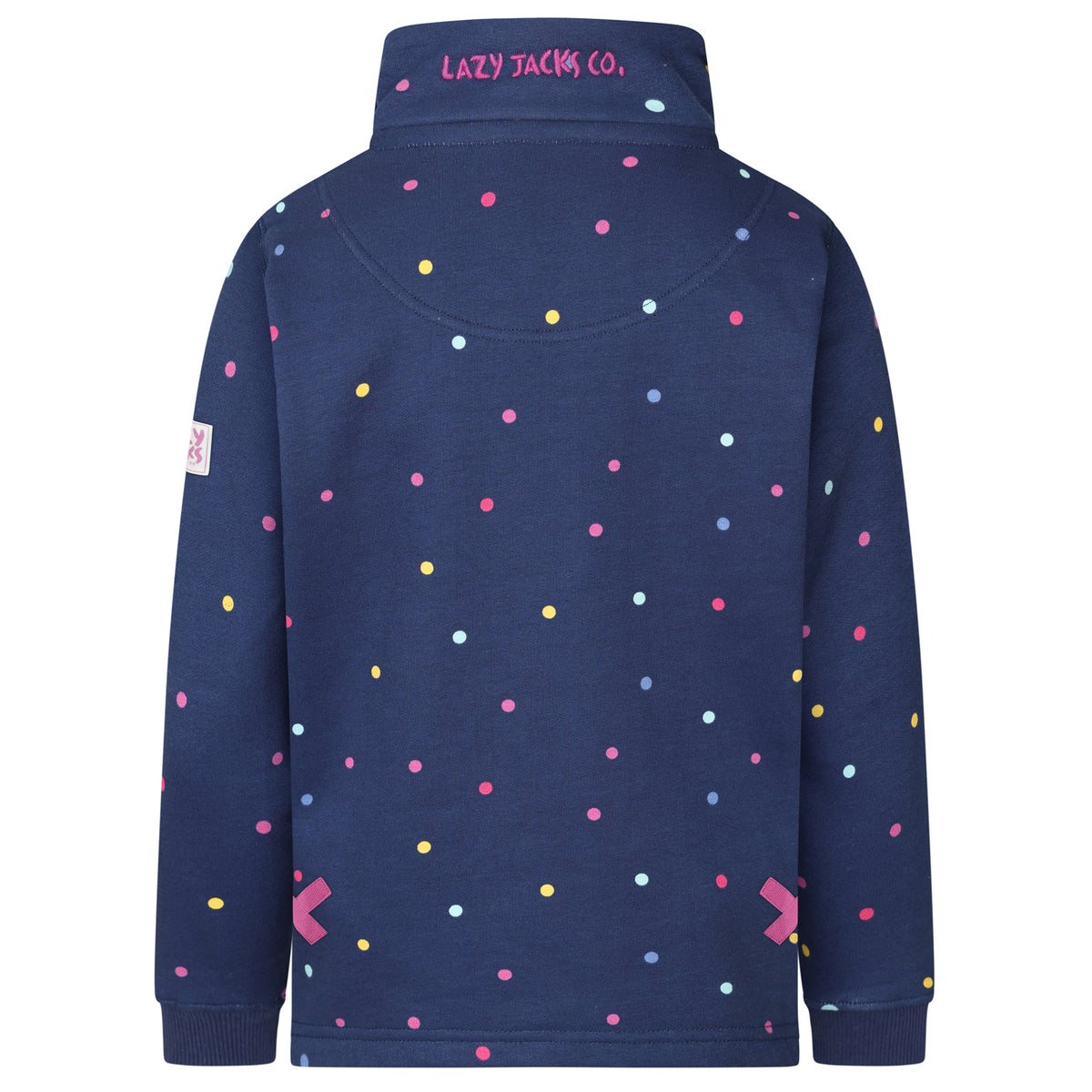 LJ35C - Girls Striped 1/4 Zip Sweatshirt - Polka Dot