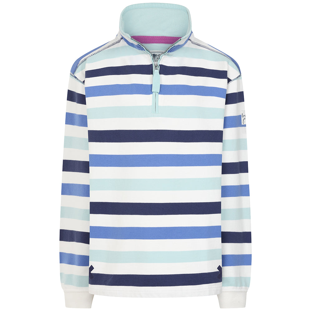 LJ35 - Ladies' Striped 1/4 Zip Sweatshirt - Blue