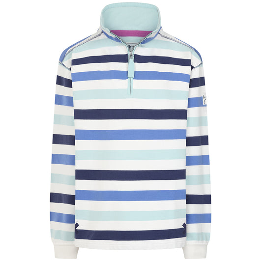 LJ35 - Ladies' Striped 1/4 Zip Sweatshirt - Blue