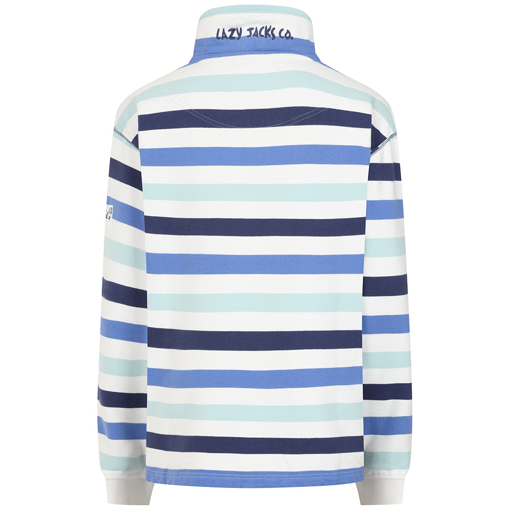 LJ35 - Ladies' Striped 1/4 Zip Sweatshirt - Blue