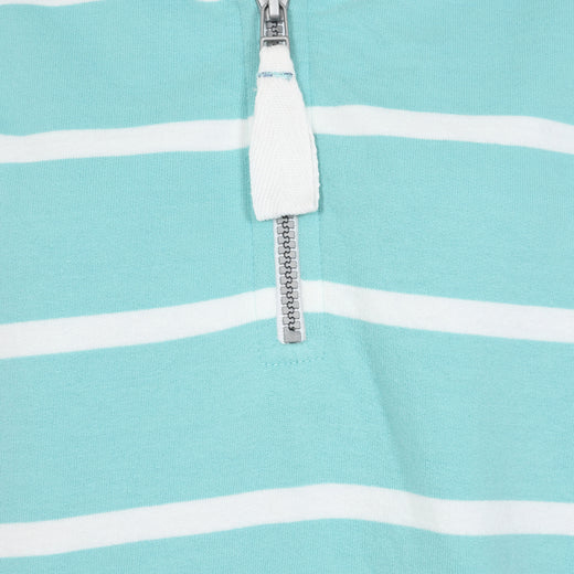 LJ35 - Ladies Striped Quarter Zip Sweatshirt - Peppermint
