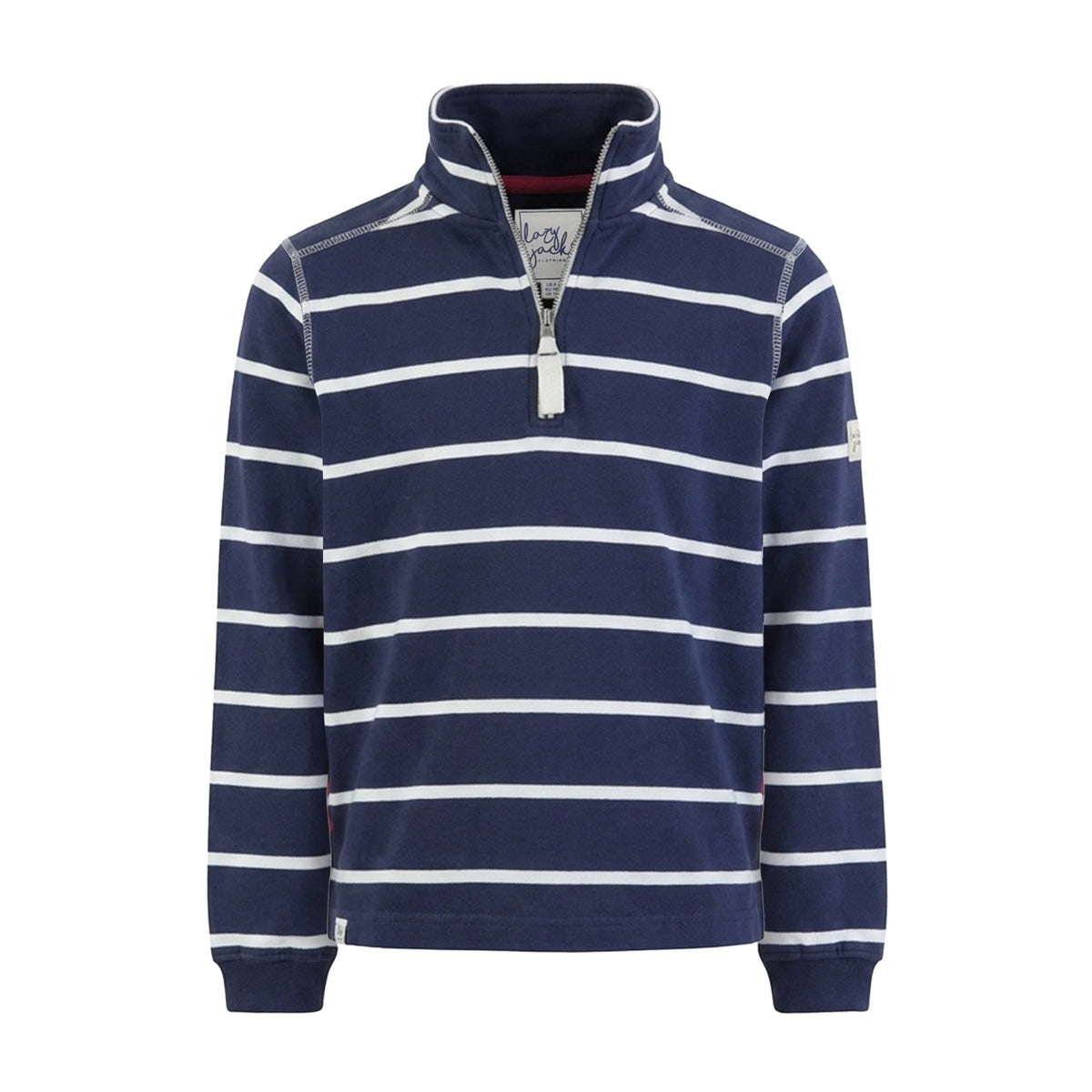 LJ35 - Ladies Striped Quarter Zip Sweatshirt - White