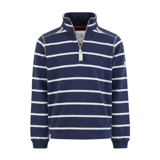LJ35 - Ladies Striped Quarter Zip Sweatshirt - White