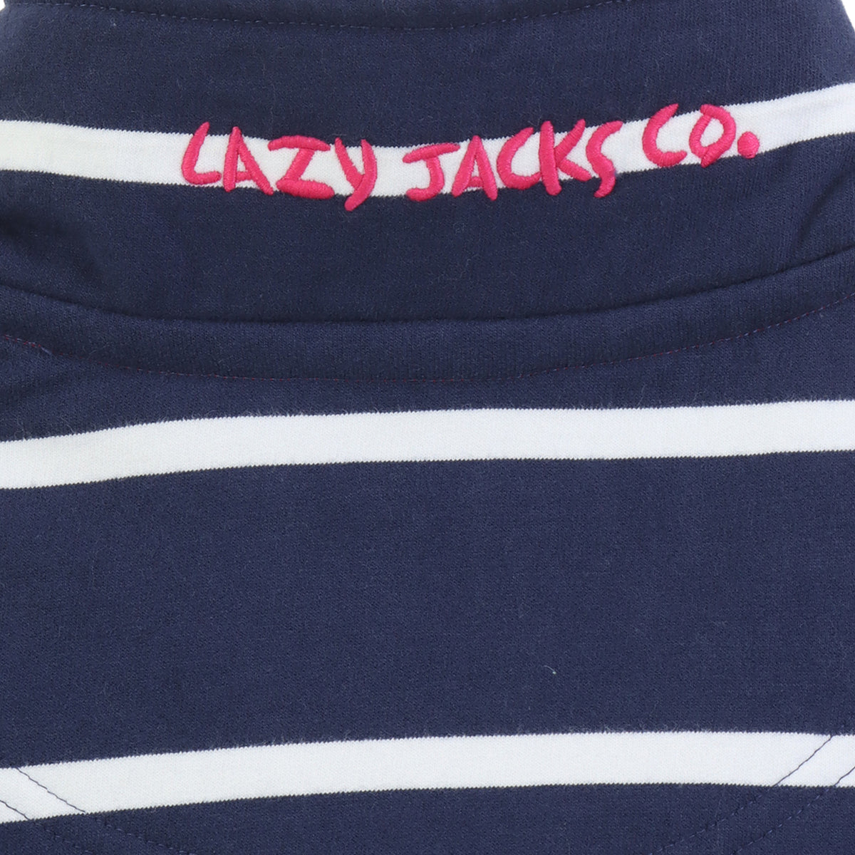 LJ35 - Ladies Striped Quarter Zip Sweatshirt - White