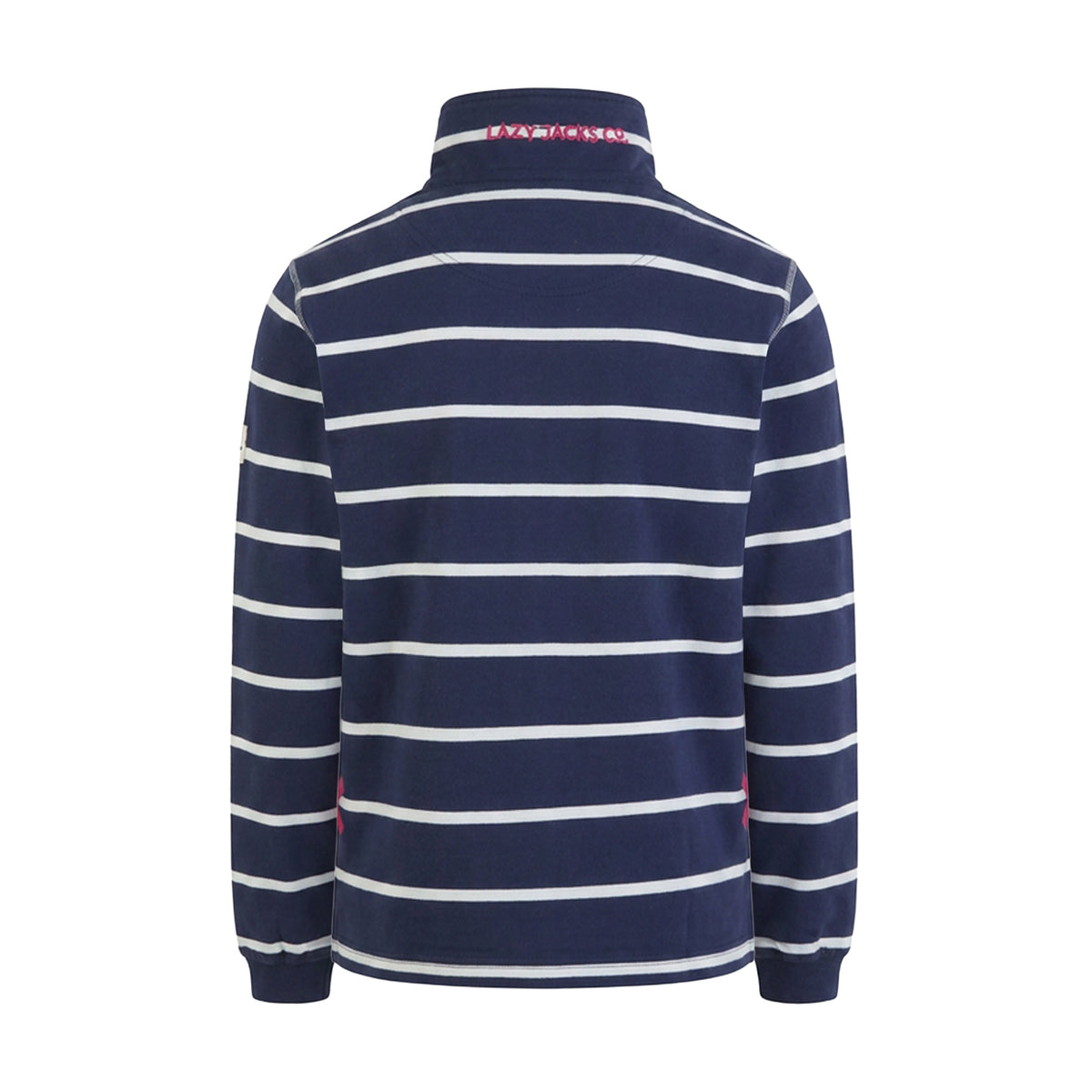 LJ35 - Ladies Striped Quarter Zip Sweatshirt - White