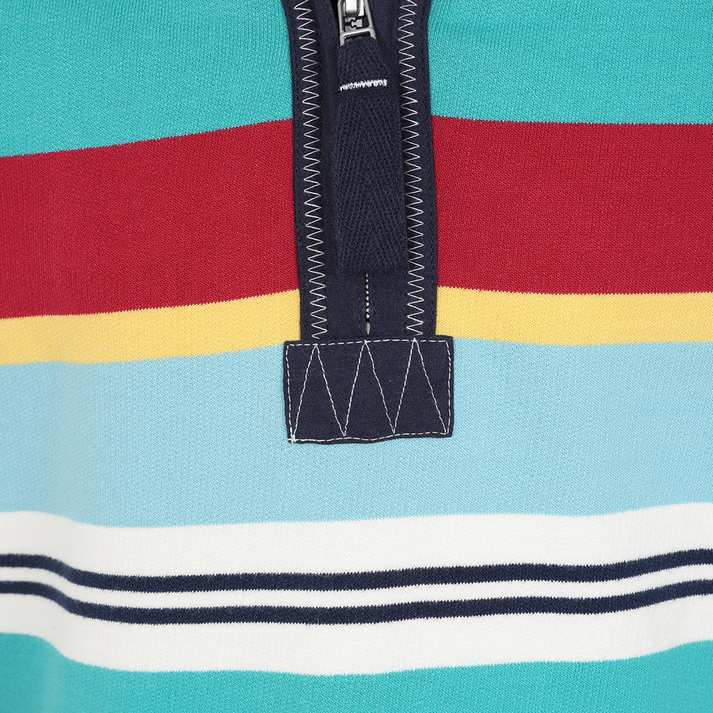 LJ39C - Boys 1/4 Zip Striped Sweatshirt - Aquarius