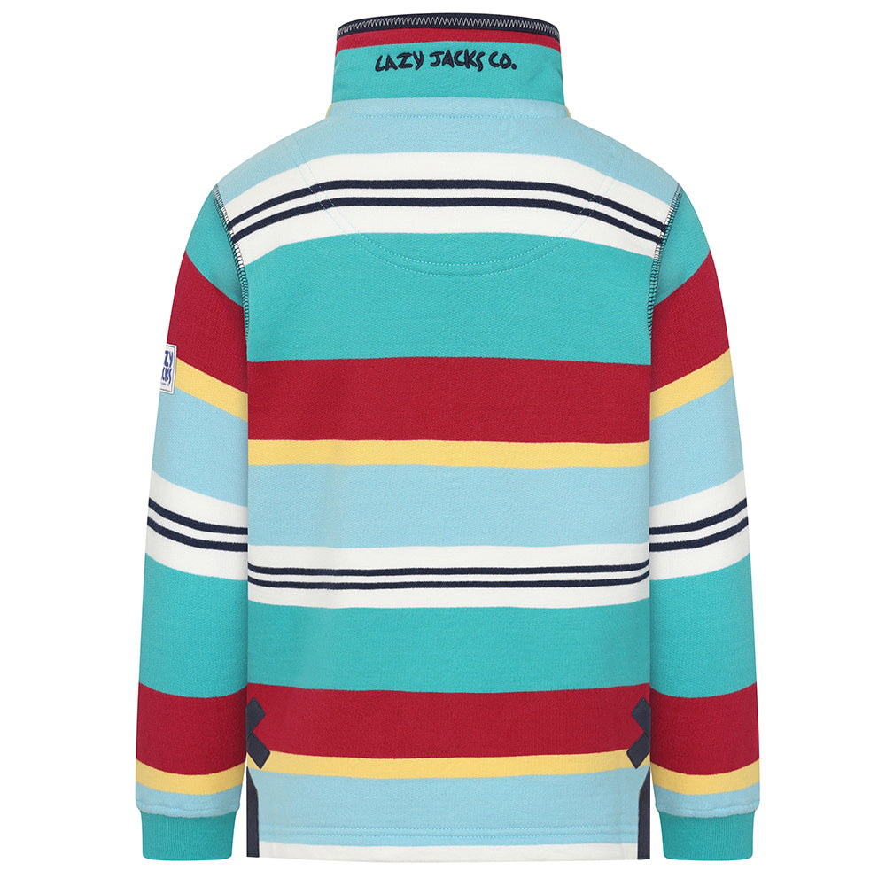 LJ39C - Boys 1/4 Zip Striped Sweatshirt - Aquarius