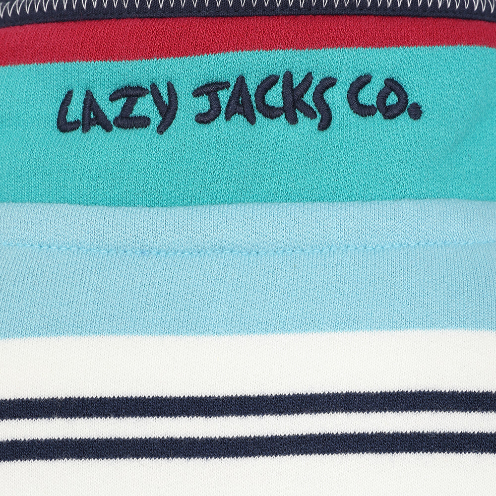 LJ39C - Boys 1/4 Zip Striped Sweatshirt - Aquarius