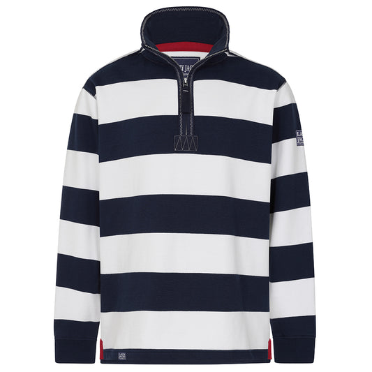 LJ39 - Mens Striped 1/4 Zip Sweatshirt - Marine