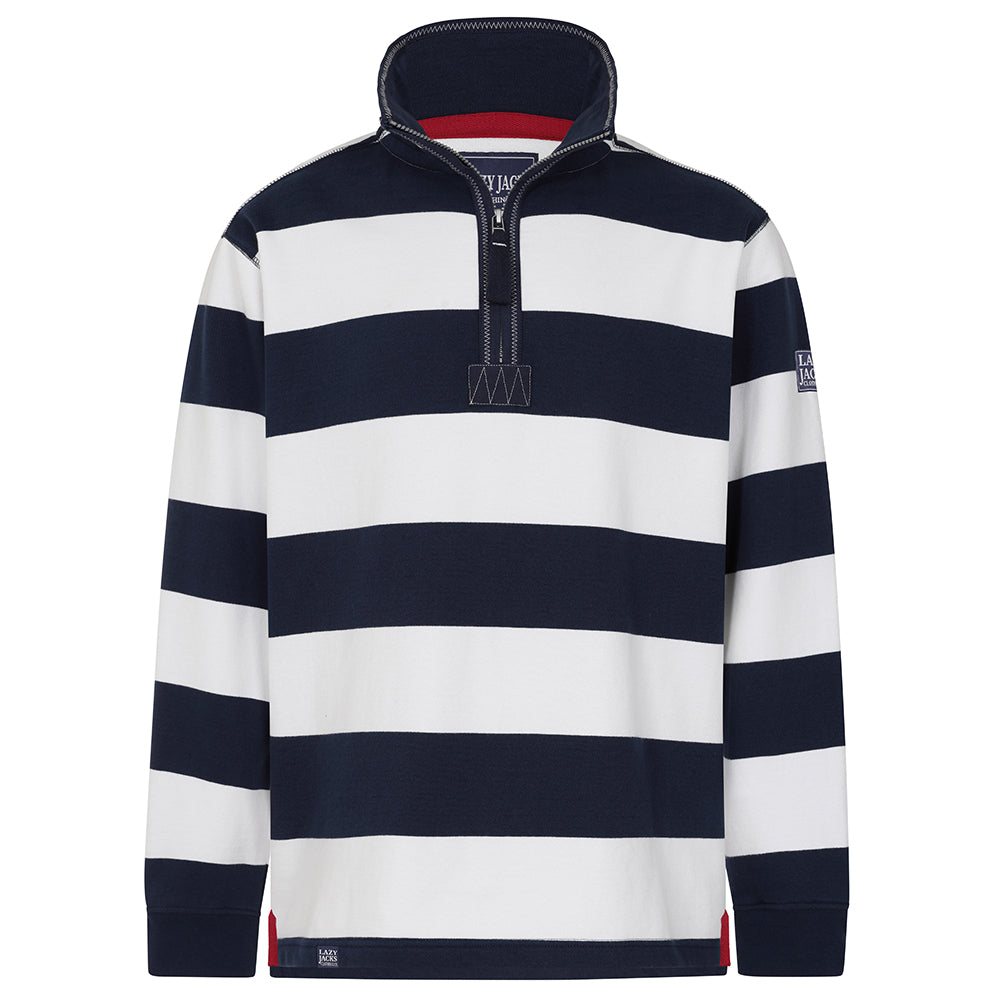 LJ39 - Mens Striped 1/4 Zip Sweatshirt - Marine